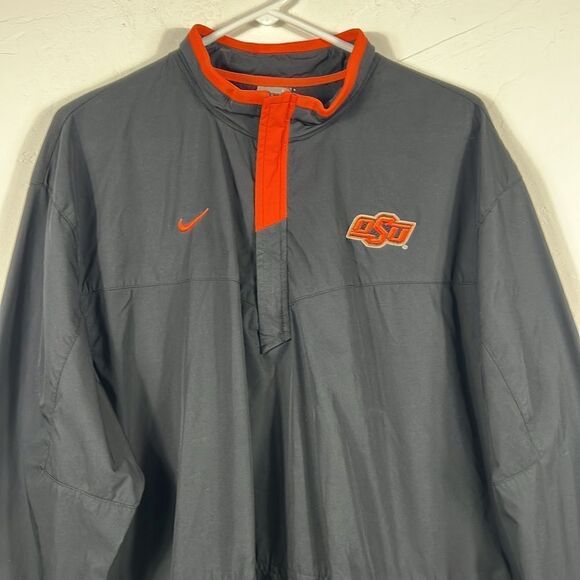 🏈🏀 Vintage OKLAHOMA STATE COWBOYS Nike 1/4 Zip Lightweight Pullover Jacket Sz - Picture 2 of 11